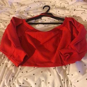 Red off the shoulder cropped top from Zara